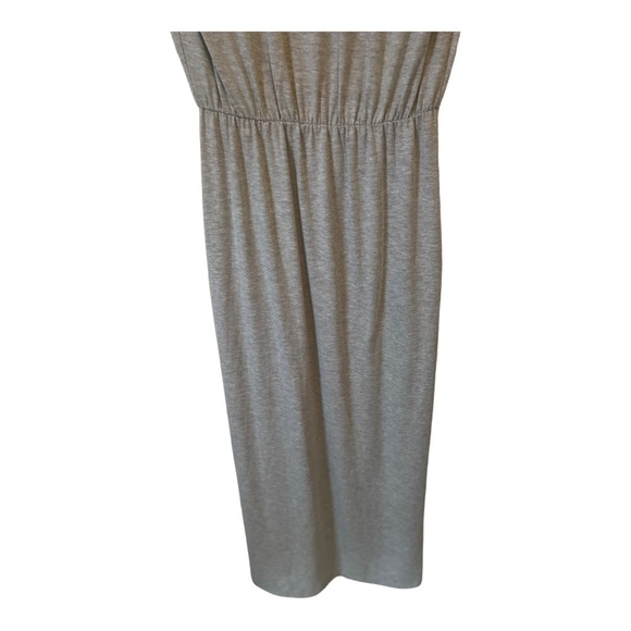 𝅺WAYF Padded Shoulder Midi Dress in light Heather gray - Picture 9 of 14